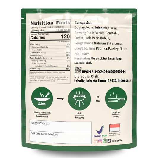 Italian Chicken Sausage | Sosis Ayam Tanpa Tepung & Filler
